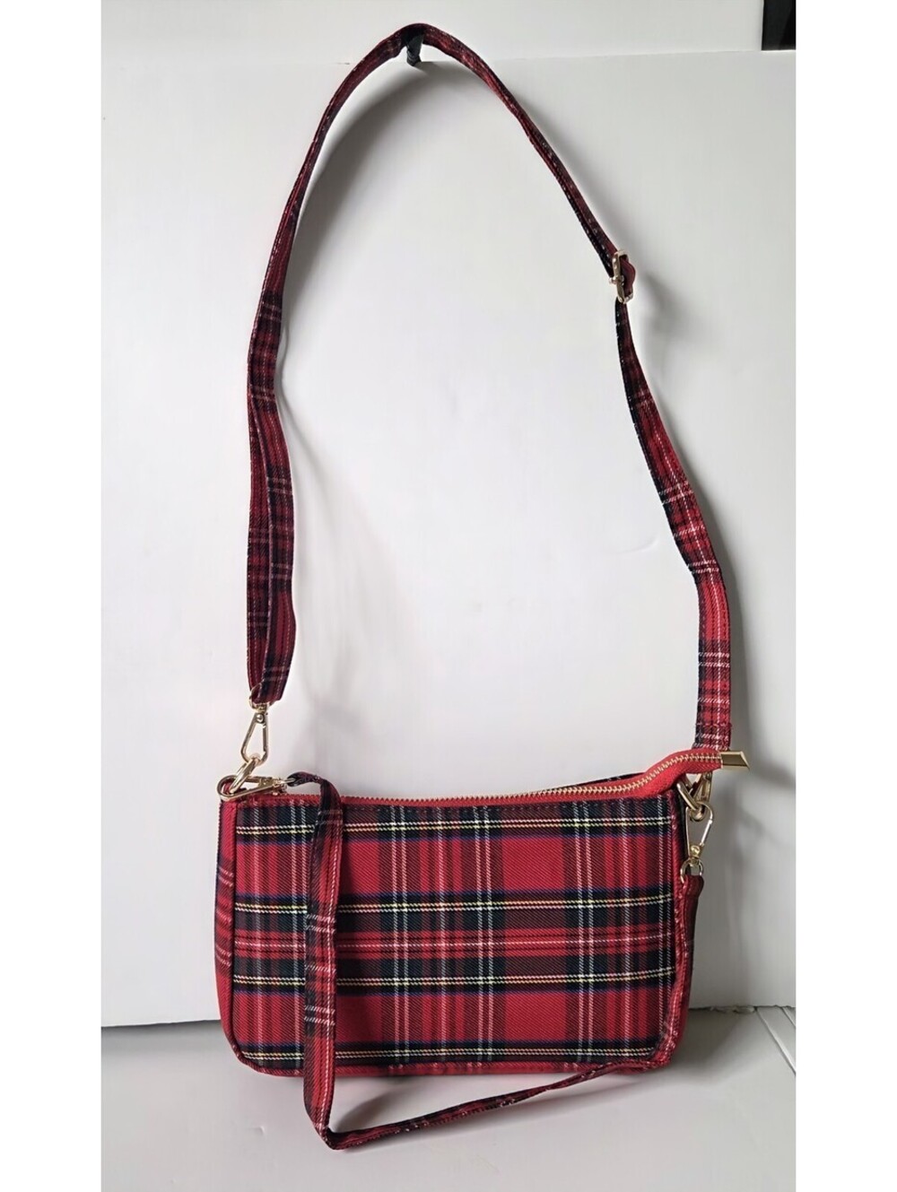 Tartan Plaid Small Crossbody Shoulder Bag, Red NWOT